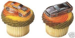 Hot Wheels Car Racing 12 Cupcake Party 3D Topper Placs