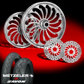 Tempest Chrome 21" Wheels Tires Dual Rotors for 2009 13 Harley Touring