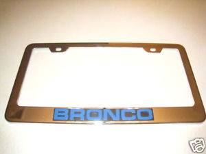 Ford Chrome License Plate Frame Blue Bronco Logo Emblem
