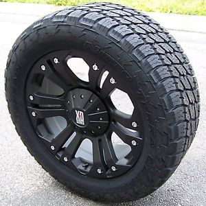 18" Black XD Monster Wheels 285 65R18 Nitto Terra Grappler Tires Dodge RAM 1500