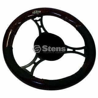 Steering Wheel Cover Universal Woodgrain Black Golf Car