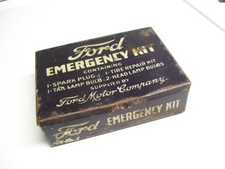 Vintage 30s 40s Ford Original Emergency Tire Bulb Repair Kit Tin Auto Accessory