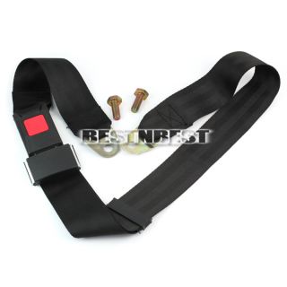 Car Truck Universal Travel 2 Point Seat Belt Lap Belt Adjustable Safety Black