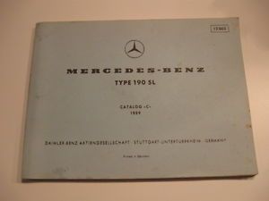 Mercedes 1959 190SL Glove Box Parts Manual Catalog C 1968 Reprint 190 SL