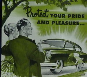 Porcelainize Auto Car Polish Wax Care Girl Retro Vintage 1950s Original Print Ad