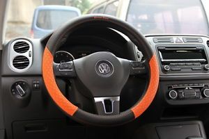 Steering Wheel Cover Black Orange Leather 58013A for Acura BMW Chevrolet 328i