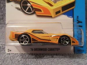 2014 Hot Wheels '76 Greenwood Corvette HW City Corvette 60th 208 Yellow VHTF