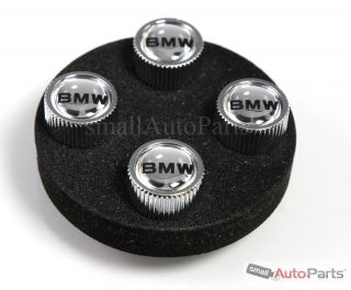 4 Genuine BMW Mirror Logo Chrome ABS Tire Wheel Stem Air Valve Caps Covers Set