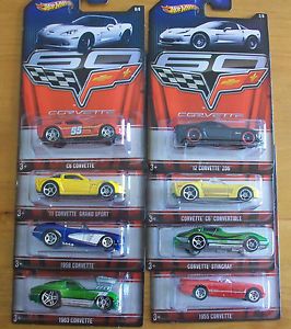 2013 Hot Wheels Wal Mart Exclusive 60th Anniversary of The Corvette 8 Car Set