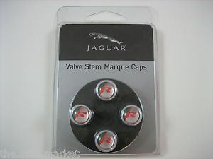 Jaguar R Performance Logo Tire Wheel Valve Stem Dust Caps Set of 4 Genuine