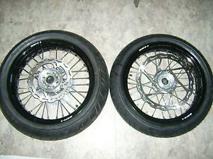 Warp 9 Supermoto Wheel Set Honda CR125 250 CRF250 450 Super Moto Wheels Tires