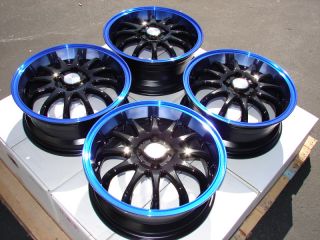 15" Blue Effect Wheels Rims 4x100 Integra Accord Escort ZX2 Neon Civic Insight
