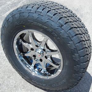 17x8" Black Chrome MKW Wheels Rims Nitto Terra Tires Silverado GMC Sierra Tacoma