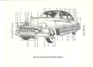 1950 Buick Special Deluxe Tourback 4 Door Sedan Exterior Body Parts Guide