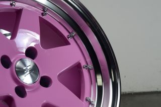 15x8 Effect Wheels Rims 4x100 Pink Zero Offset Civic Miata Corolla MR2 Integra