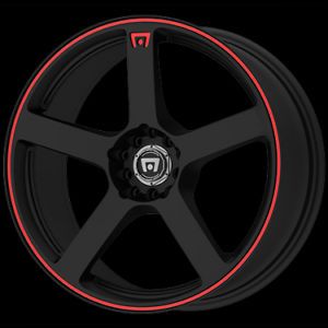 18" x 9" Motegi Racing 116 Matte Black with Red Stripe Wheels Rims