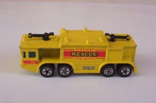 Airport Rescue Crash Tender Fire Truck Yellow Hot Wheels Vtg Hong Kong Toy