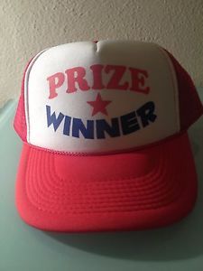 Trucker Hat New Says Prize Winner Red White and Blue with Star