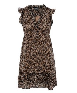 Apricot Brown Floral Ditsy Dress