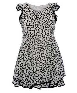 Sienna Monochrome Abstract Print Ruffle Dress