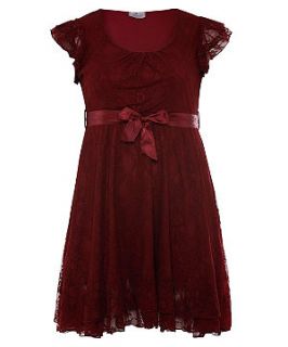 Praslin Burgundy Lace Chiffon Cap Sleeve Dress