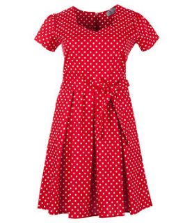 Praslin Red Polka Dot Pleat Dress