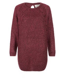 Maroon Cable Knit Jumper Dress