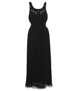 Atelier 61 Black Embroidered Neck Maxi Dress