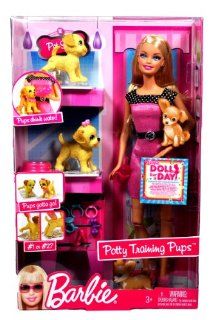 Barbie Year 2009 Fashionistas Series 12 Inch Doll Playset   POTTY TRAINING PUPS with Barbie Doll, 2 Puppies, 2 Piece of Color Change Newspaper, Dog Bowl, Assorted Collars and Toys for the Pups (T9397) Toys & Games