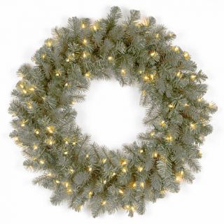 24" FEEL REAL® Downswept Douglas Wreath with Clear Lights