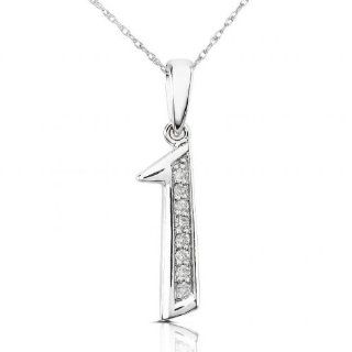 1/10ctw Diamond Number Pendant(s) in 14kt White Gold (GH/I1 I2)   #0 Diamond Me Jewelry