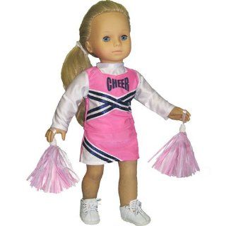 Doll Cheerleader Outfit, Pink Cheerleader Doll Clothes/Clothing, Fits 18" American Girl Dolls Toys & Games