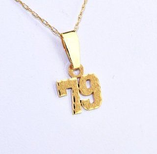 14K Yellow Gold Number 79 Charm Jewelry