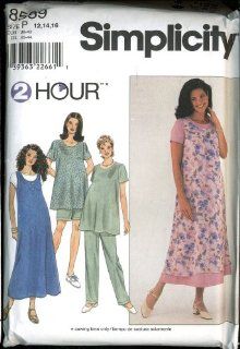 Simplicity 2 Hour Sewing Pattern Number 8589   Maternity Dress Or Top, Jumper and Pants or Shorts   Size P 12, 14, 16 Home & Kitchen