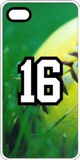 Softball Sports Fan Player Number 16 Clear Rubber Decorative iPhone 4/4s Case Cell Phones & Accessories