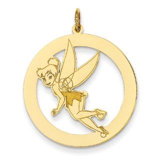 14k Yellow Gold Disney Tinker Bell Round Charm Vishal Jewelry Jewelry