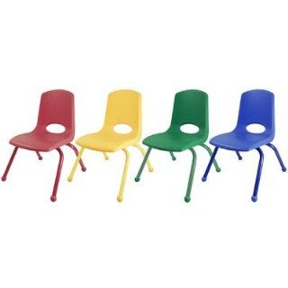 12" Plastic Classroom Stackable Chair Seat Color Yellow, Foot Type Ball Glide, Leg Color Black