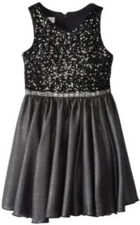Bonnie Jean Girls 7 16 Sequin Bodice Dress with Shine Skirt, Silver, 16 Clothing