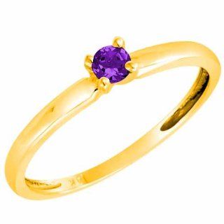 Diva Diamonds SLARG025Y718K Yellow Gold Round Solitaire Amethyst Ring, 0.25 ctw   Size 7 Diva Diamonds 
