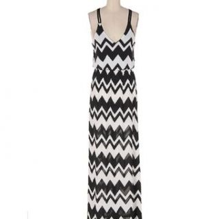 White and Black Chevron Print Maxi Dress (small) Clothing