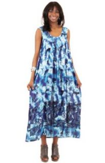Long Sleeveless Safari Animal Print Rayon Sundress Sun Dress   Available in Several Colors (Blue) Clothing