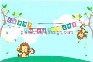Monkey Happy 1st Birthday ~ Edible Image Cake Topper  Decorative Cake Toppers  
