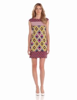 Maggy London Women's Printed Jersey Shift Dress, Ginger Multi, 6 Clothing