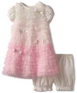 Biscotti Baby girls Infant Feeling Frilly Infant Dress & Bloomer, Ivory/Pink, 24 Months Clothing