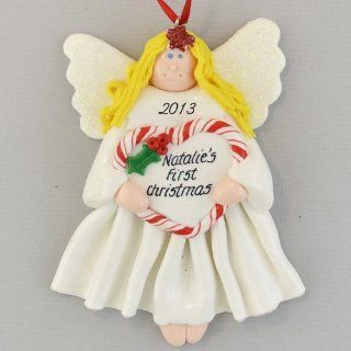 Angel (Blonde) Baby's First Christmas Personalized Claydough Ornament Baby