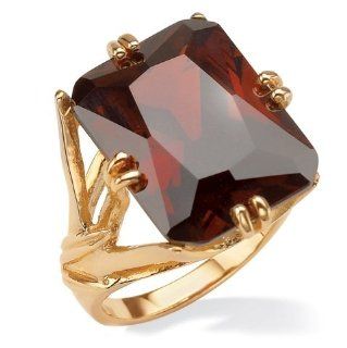 Royal Palm Jewelry 500646 25.90 TCW Emerald Cut Red Cubic Zirconia 14k Gold Plated Branch Ring   Size 6 Royal Palm Jewelry Jewelry