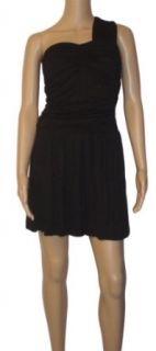 One Shoulder Little Black Dress with Side Ruching Clothing