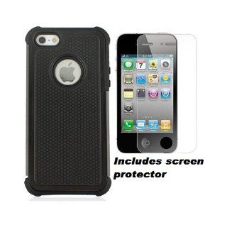 Black Commuter Defender Combo Dual Layer Hybrid Style Apple iPhone 5 Cover Case w/ Screen Protector Cell Phones & Accessories