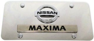 Nissan Maxima Front License Plate Frame Logo on Mirror Stainless Steel   Genuine Product Automotive