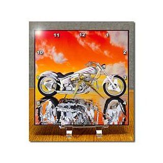 3dRose dc_4489_1 LLC Harley Davidson and No. 174 Motorcycle Desk Clock  